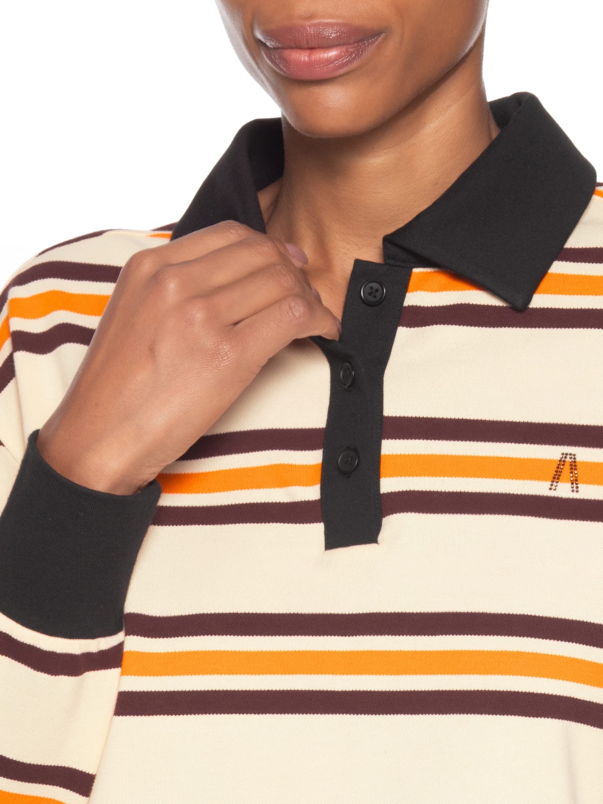 Blusa Feminina Polo De Malha Listrada Amarelo Animale Jeans