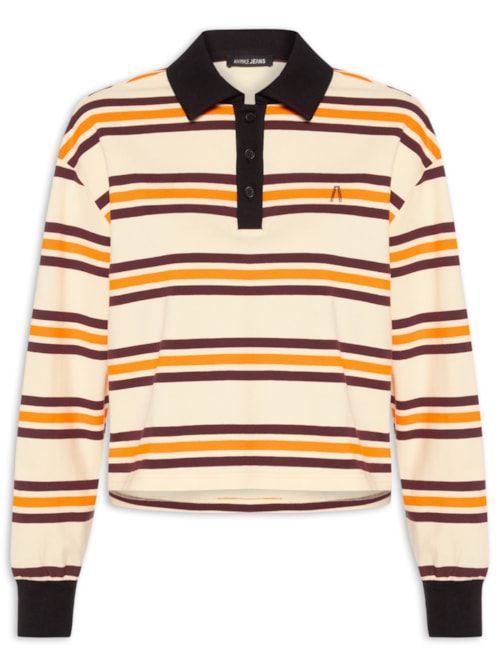 Blusa Feminina Polo De Malha Listrada - Amarelo