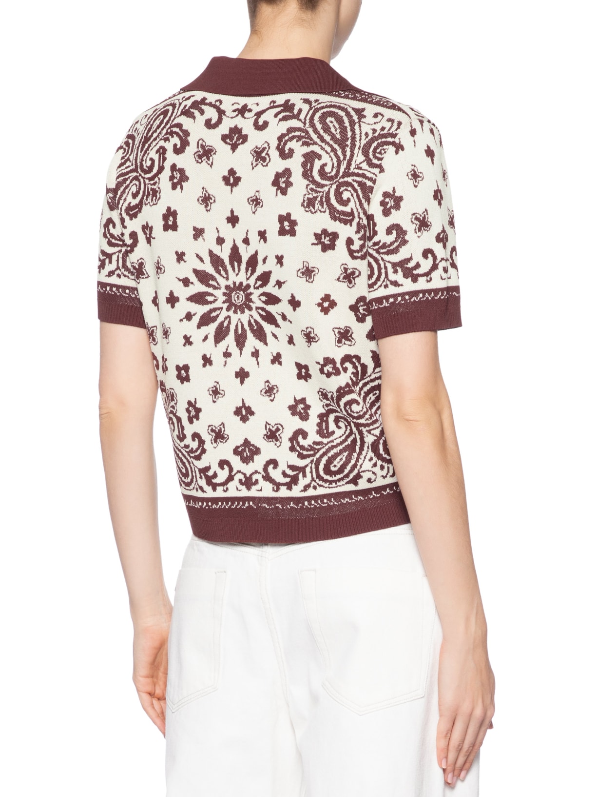 Blusa Feminina Polo De Tricot Bandana Marrom Animale Jeans