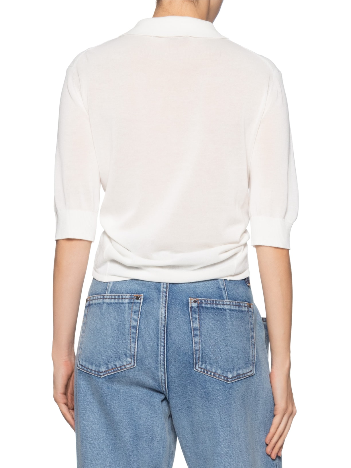Blusa Feminina Polo De Tricot Transpassada Cropped Branco Animale