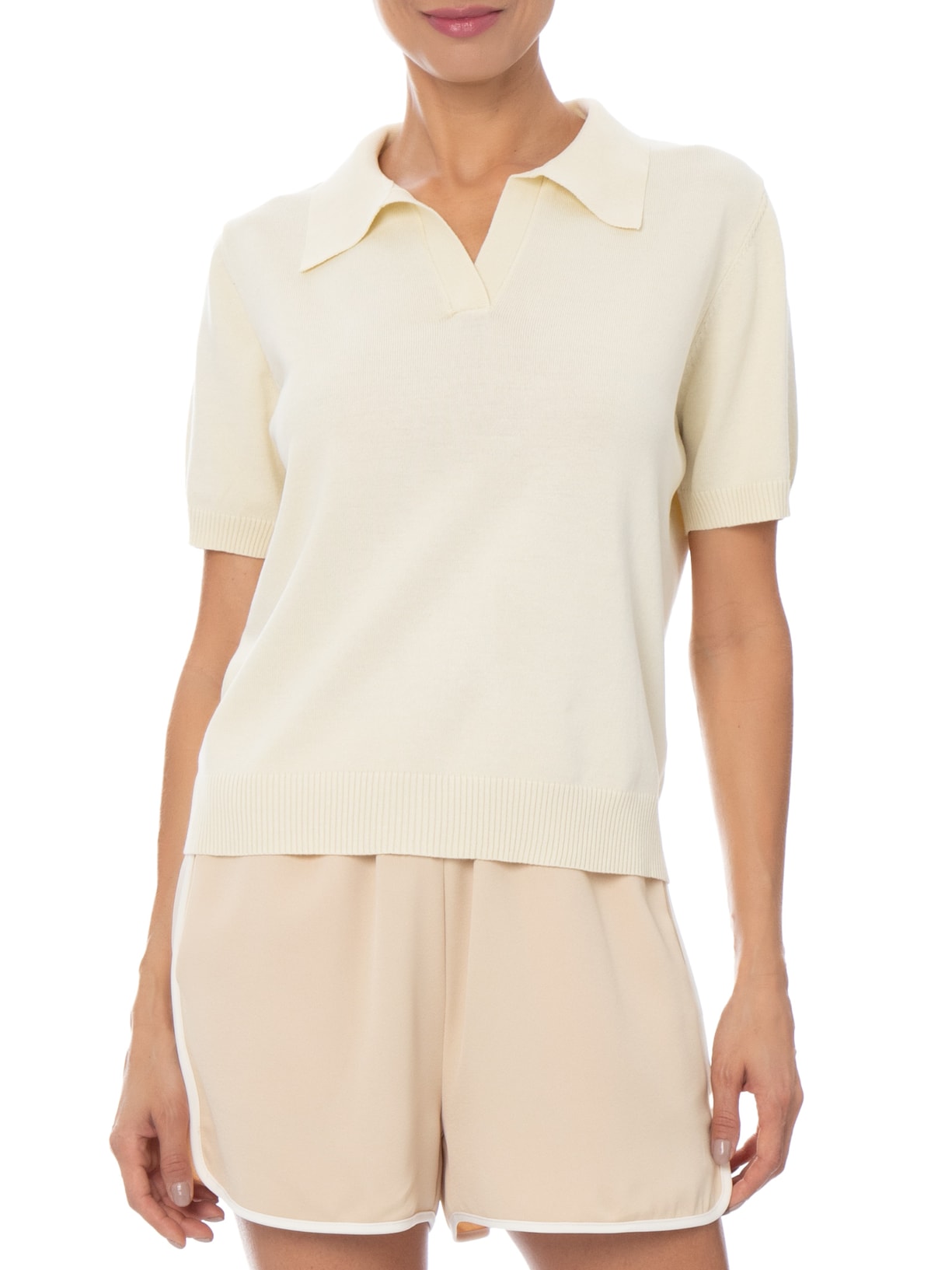 Blusa Feminina Polo em Tricot Amarelo Market 33