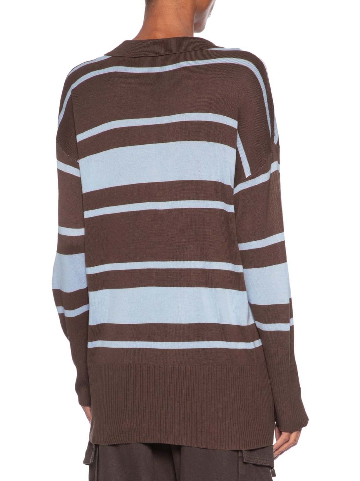 Blusa Feminina Polo Listras Tricot Marrom Animale