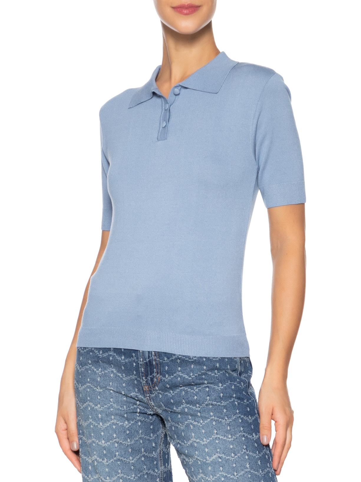Blusa Feminina Polo Núbia Azul Carol Bassi + Maria Rudge