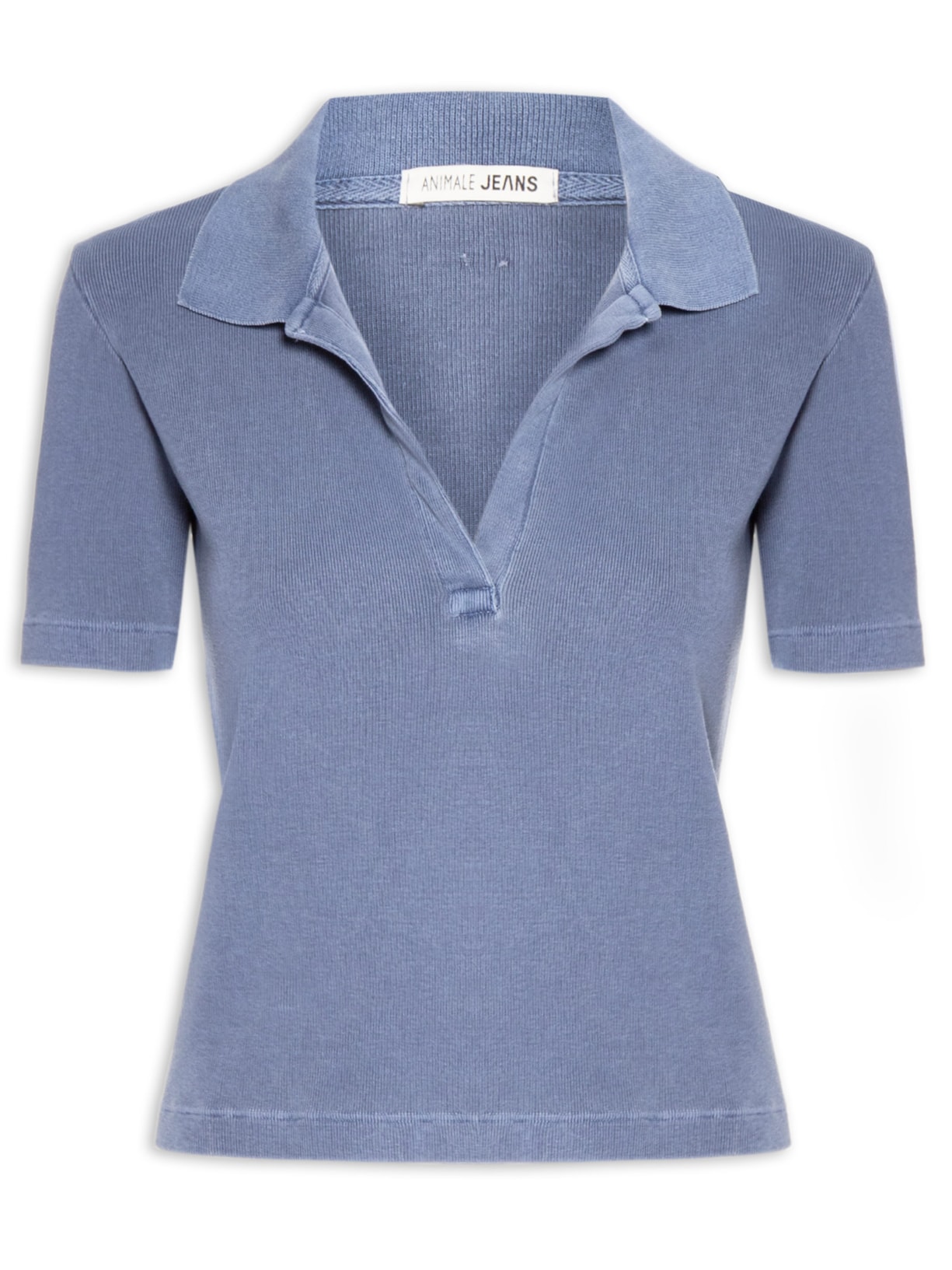 Blusa Feminina Polo Raglan Estonada - Azul