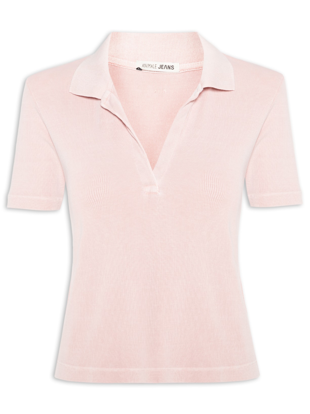 Blusa Feminina Polo Raglan Estonada Rosa Animale Jeans