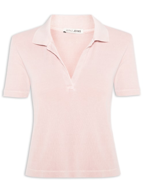 Blusa Feminina Polo Raglan Estonada - Rosa