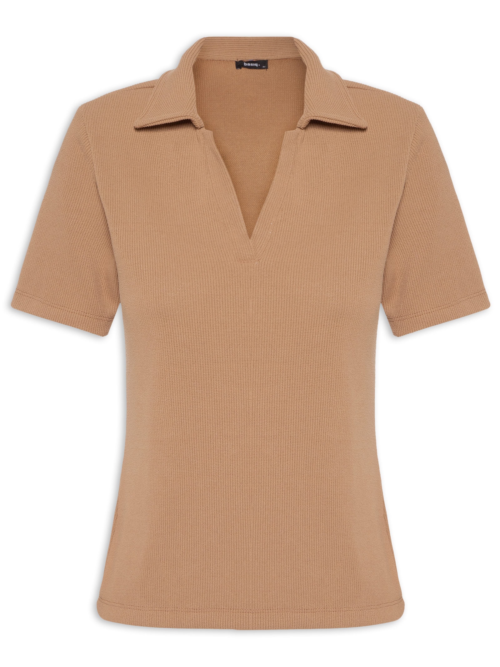 Blusa Feminina Polo Texturizada - Basiq - Marrom