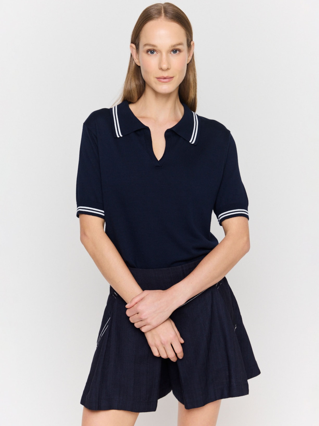 Blusa Feminina Polo Tricot Easy I26 Azul Mixed