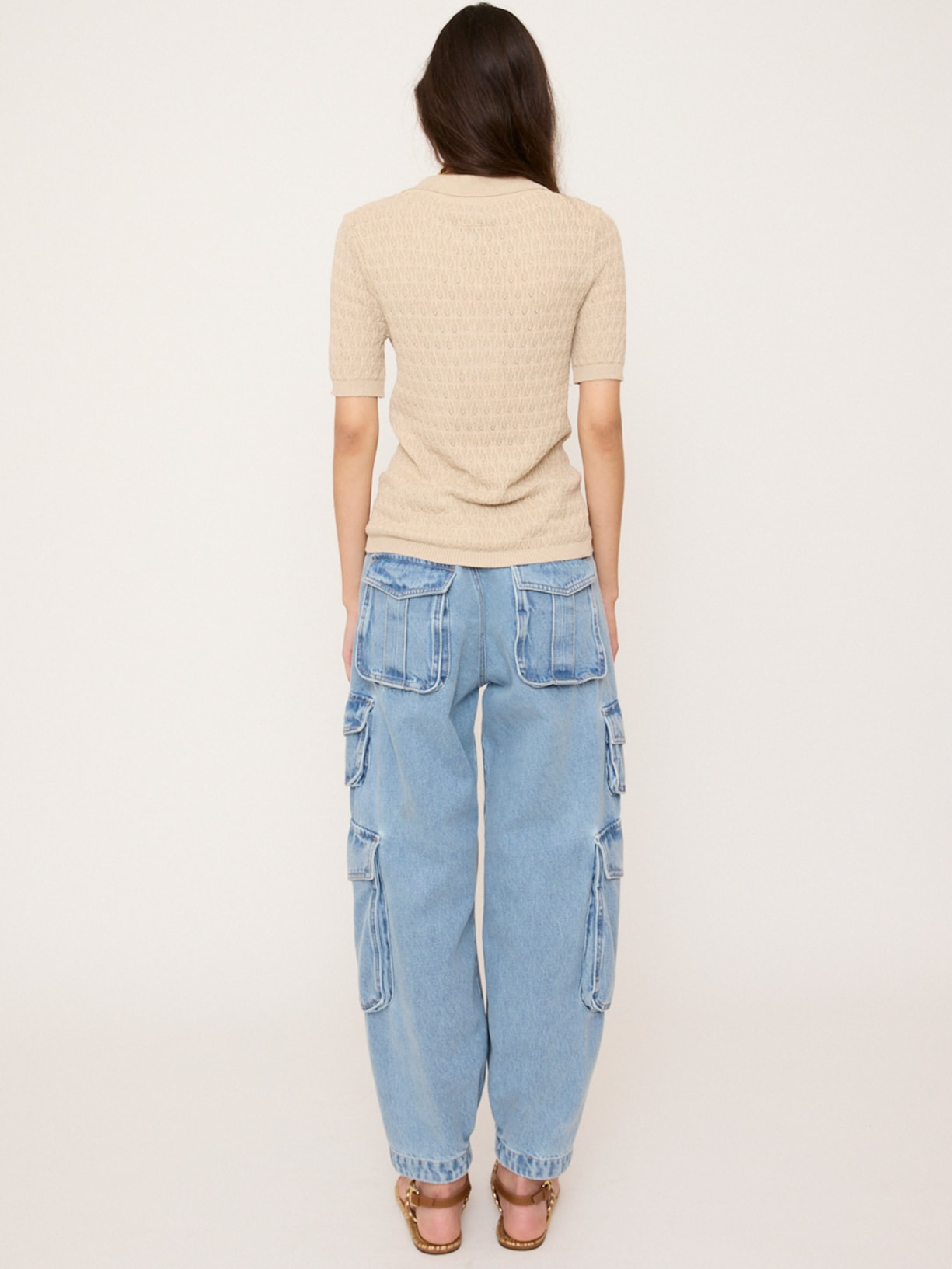 Blusa Feminina Polo Tricot V27 Bege Mixed