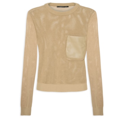 Blusa Feminina Pool Tricot Telado - Bege