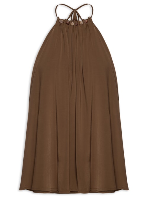 Blusa Feminina Pregas Adorno - Marrom