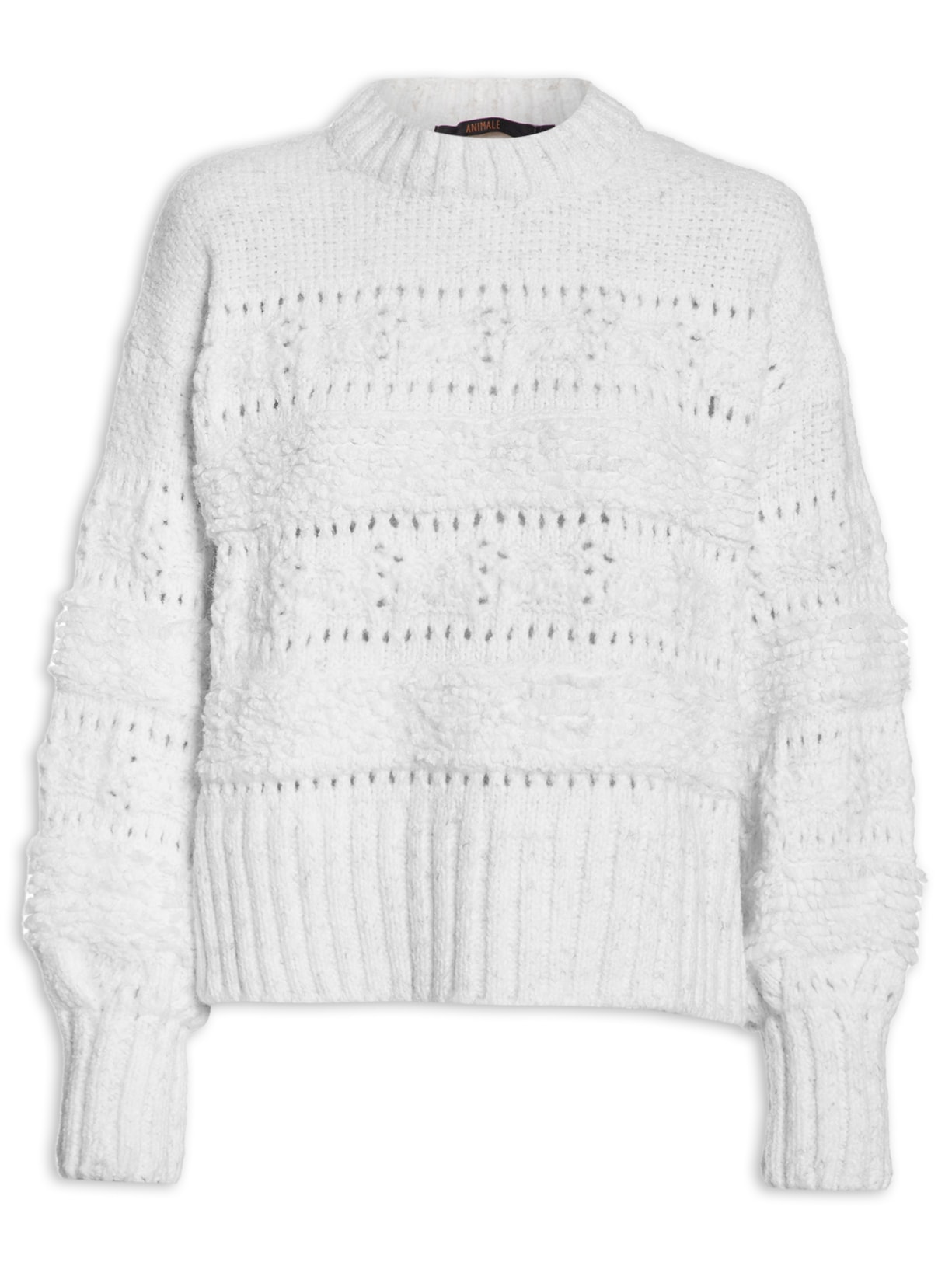 Blusa Feminina Pull Classic Decote Redondo Tricot - Branco