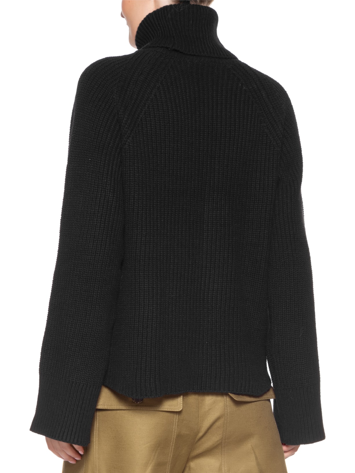 Blusa Feminina Pull De Tricot Gola Alta Bicolor Preto Animale