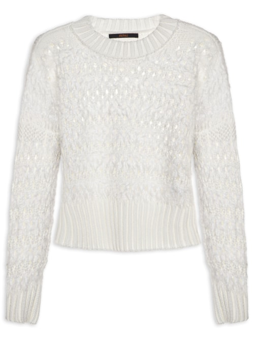 Blusa Feminina Pull Listra Monocolor Pelos Basiq - Off White