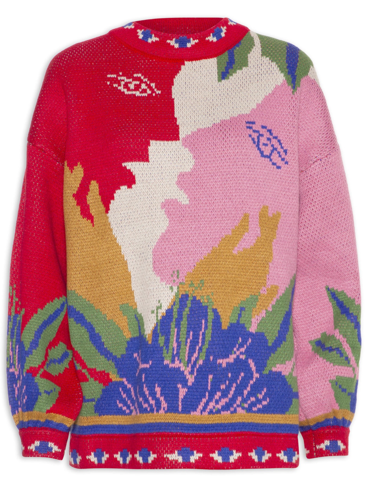 Blusa Feminina Pull Tricot Lenço Surreal - Vermelho