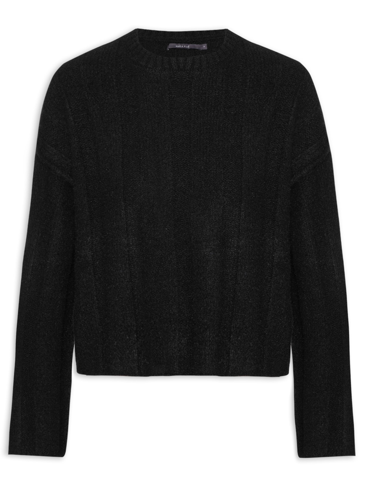 Blusa Feminina Pull Tricot Listra De Texturas - Preto