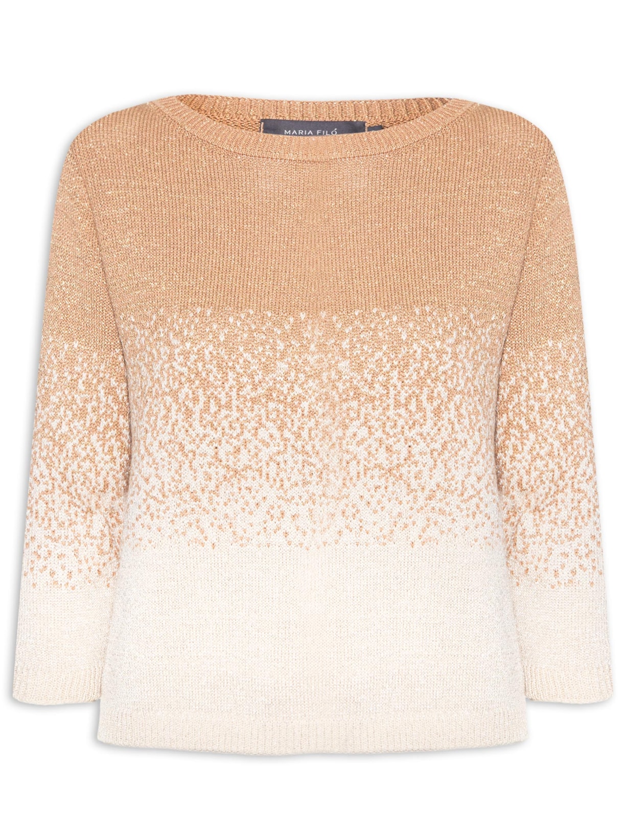 Blusa Feminina Pull Tricot Ombre Lurex - Bege