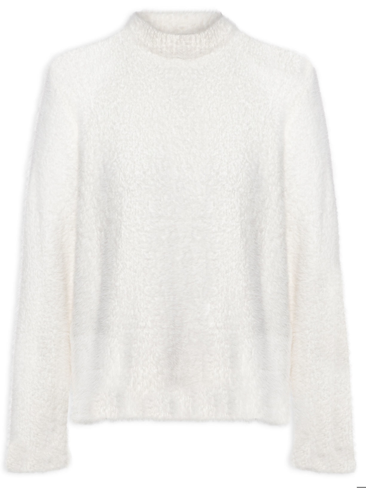 Blusa Feminina Pull Tricot Over Pelinho - Branco
