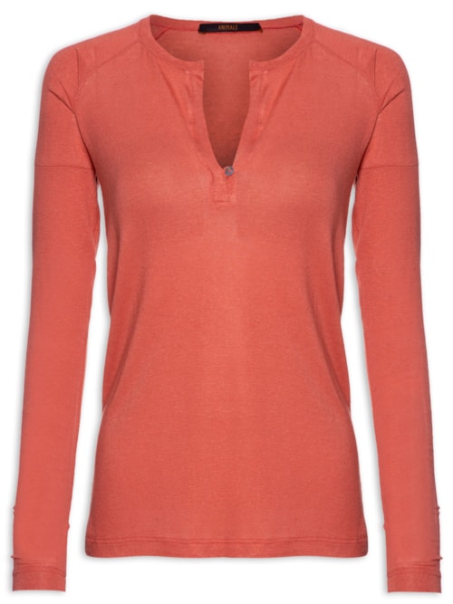 Blusa Feminina Raglan Desconstruída Argila - Vermelho