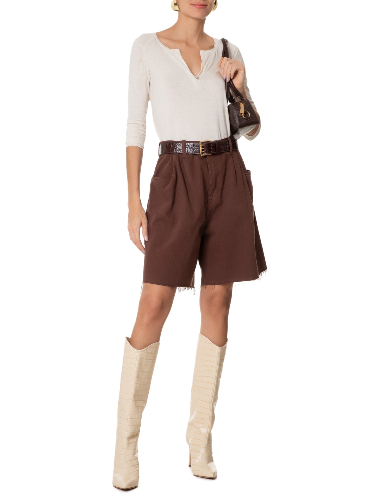 Blusa Feminina Raglan Desconstruída Basic Bege Animale