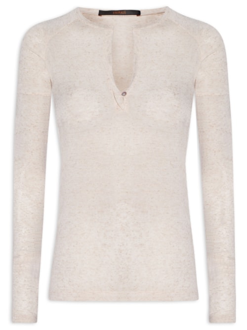 Blusa Feminina Raglan Desconstruída Básica - Branco