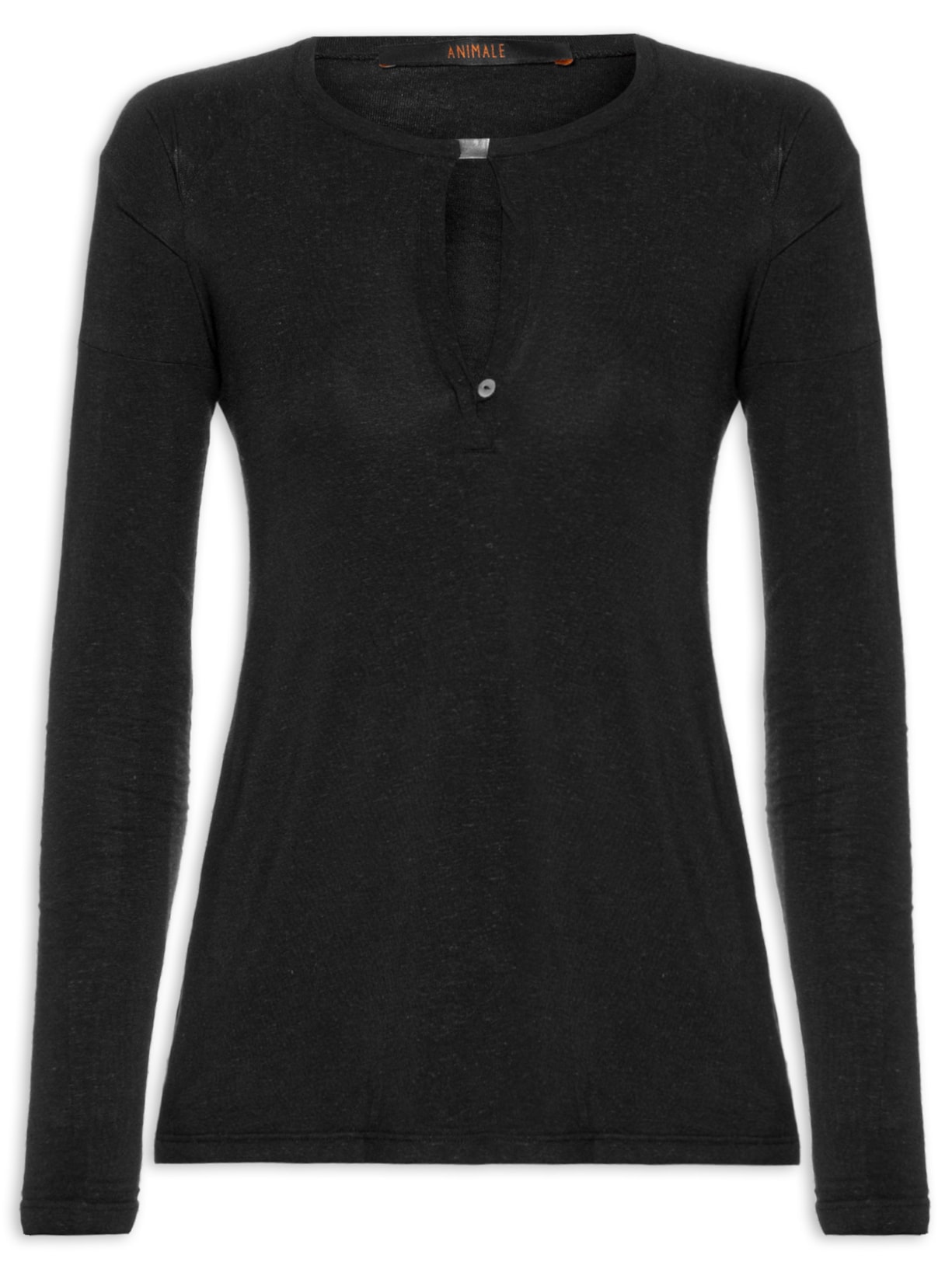 Blusa Feminina Raglan Desconstruída Básica Preto Animale
