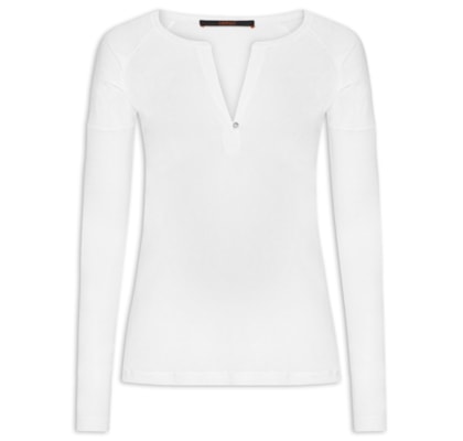 Blusa Feminina Raglan Desconstruída - Branco