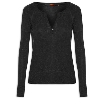 Blusa Feminina Raglan Desconstruída - Preto