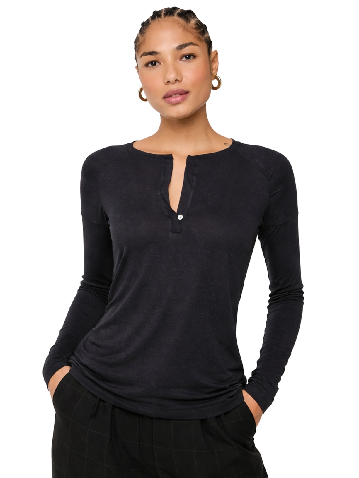 Blusa Feminina Raglan Desconstruída - Preto