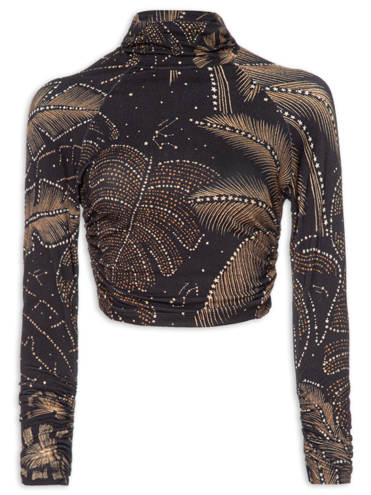 Blusa Feminina Raglan Estrelada - Preto