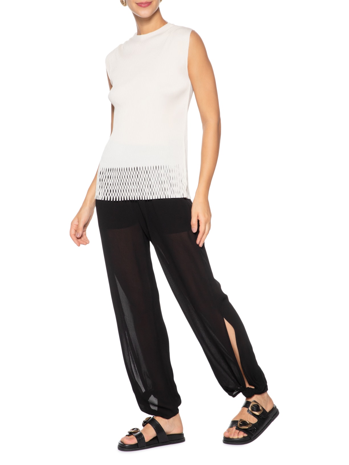 Blusa Feminina Raglan Gola Plisse Off White Osklen