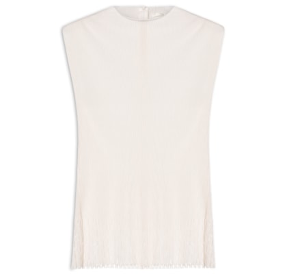 Blusa Feminina Raglan Gola Plisse - Off White