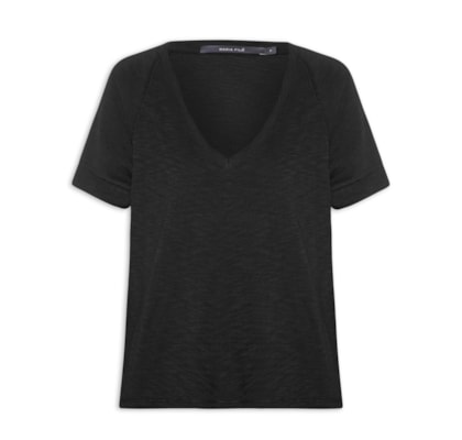 Blusa Feminina Raglan Manga Curta - Preto
