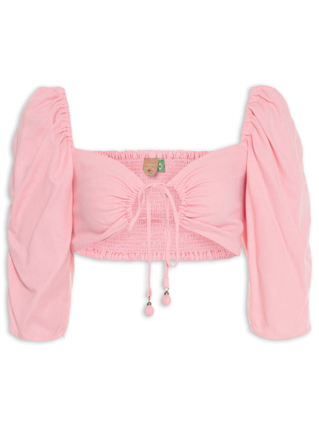 Blusa Feminina Recorte Com Rolote Rosa Farm