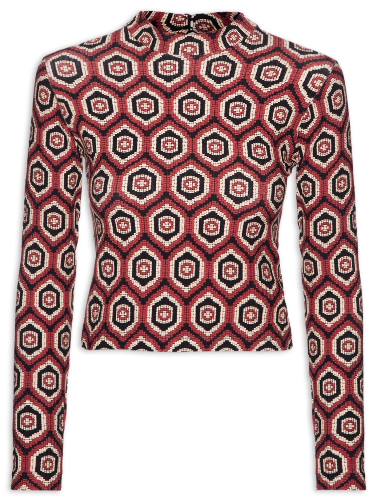 Blusa Feminina Recorte Gráfico Coral - Preto