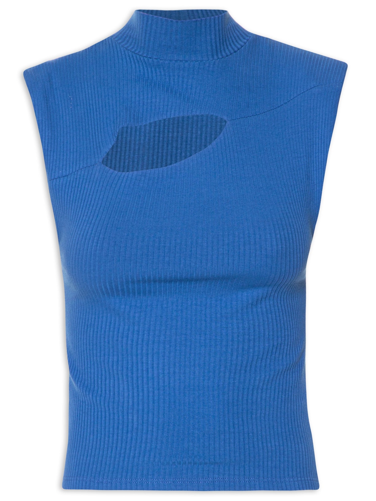 Blusa Feminina Recortes Rib - Azul