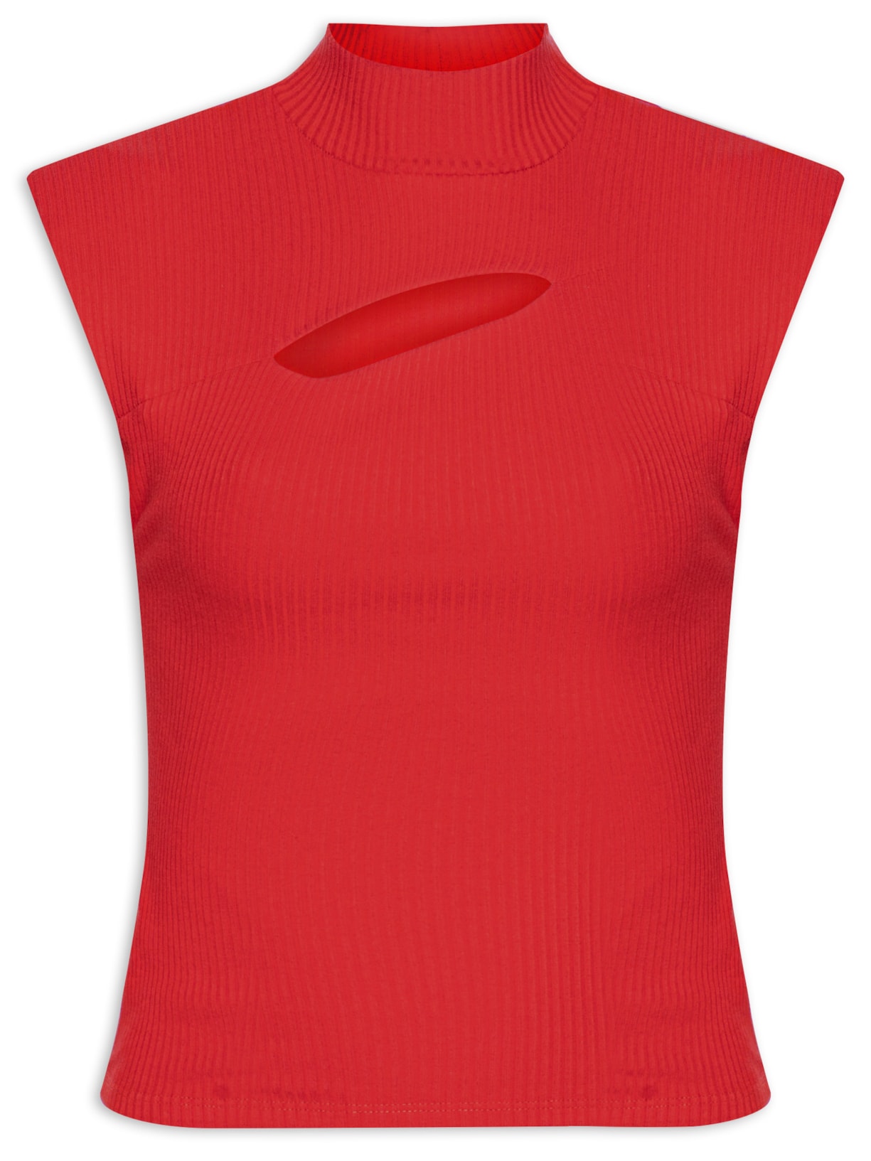 Blusa Feminina Recortes Rib - Vermelho