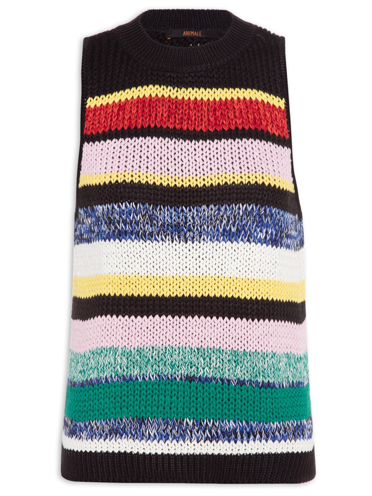 Blusa Feminina Regata De Tricot Fios Multicolor - Preto