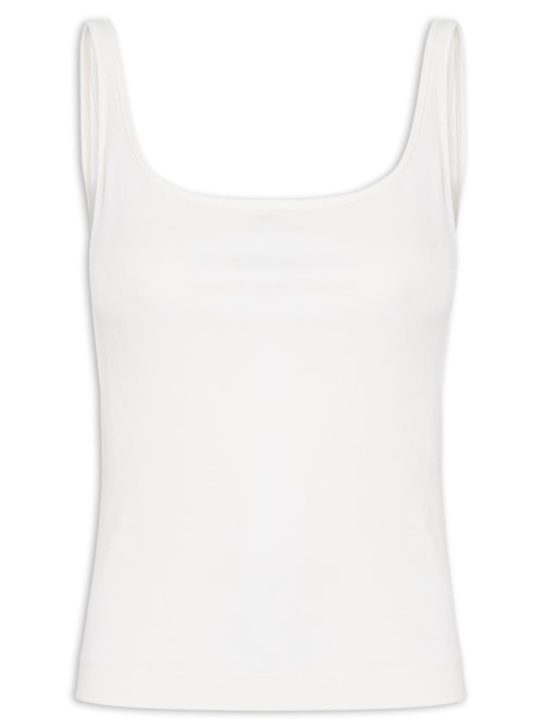 Blusa Feminina Regata Decote Quadrado - Branco