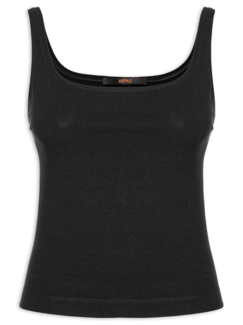 Blusa Feminina Regata Decote Quadrado - Preto
