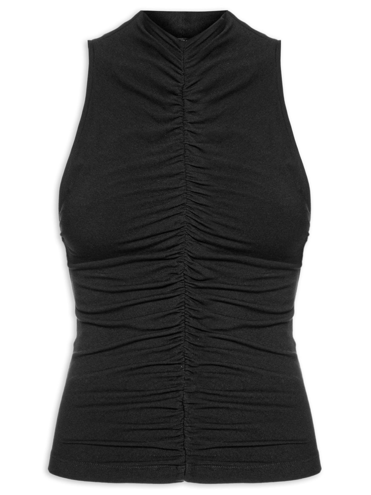 Blusa Feminina Regata Franzida– Preto