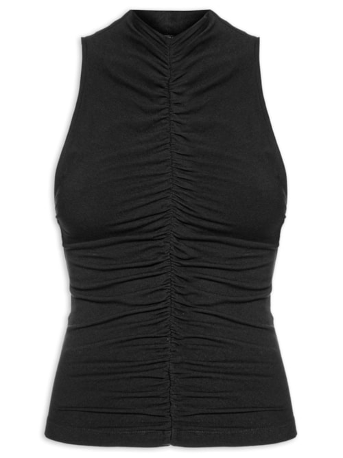 Blusa Feminina Regata Franzida– Preto