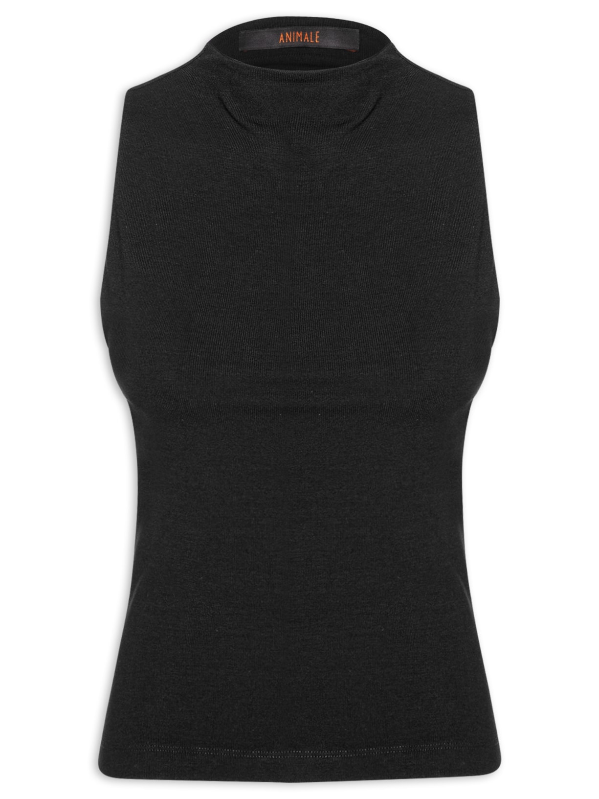 Blusa Feminina Regata Gola Alta Preto Animale