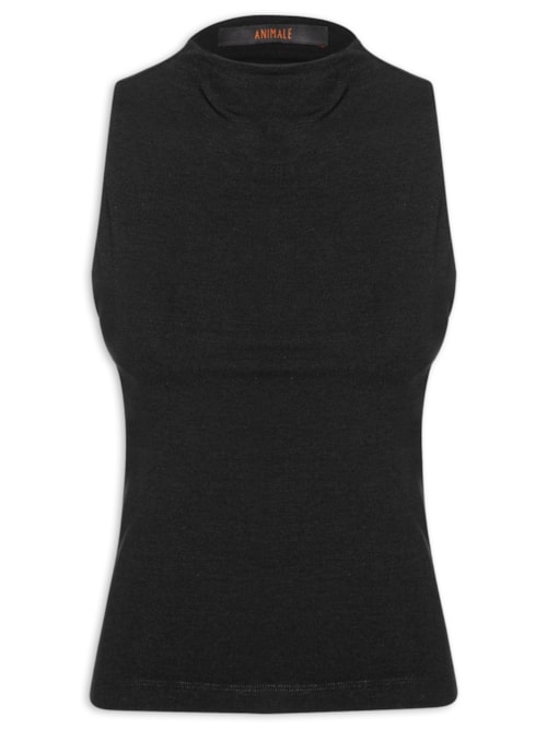 Blusa Feminina Regata Gola Alta - Preto