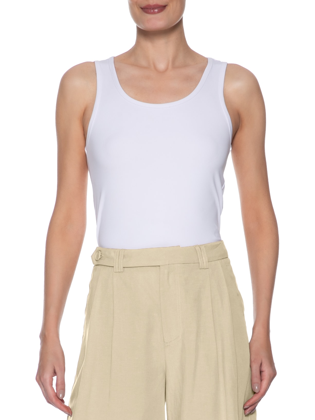 Blusa Feminina Regata Gola U Básica Branco Basiq