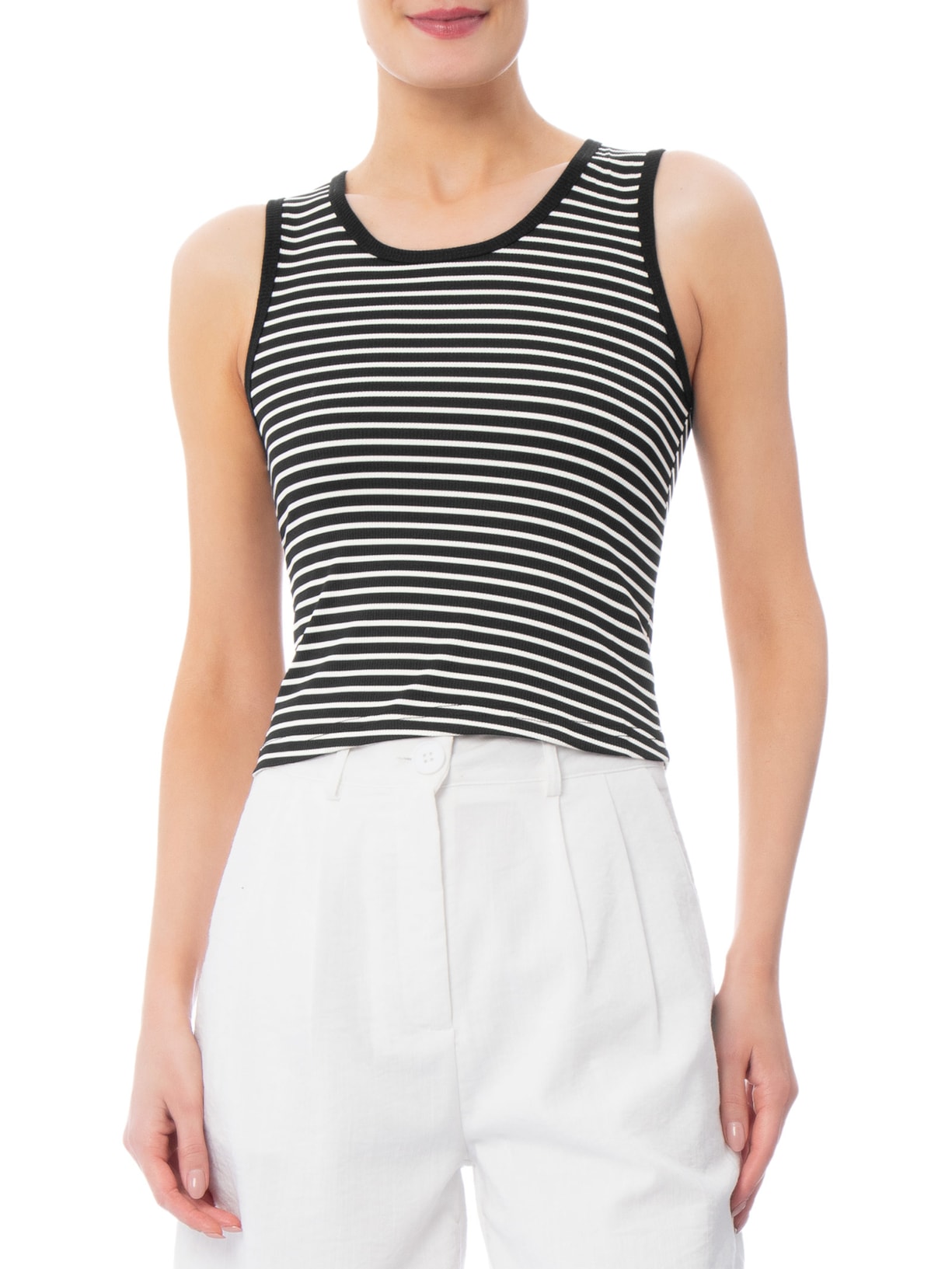Blusa Feminina Regata Listrada Preto Basiq