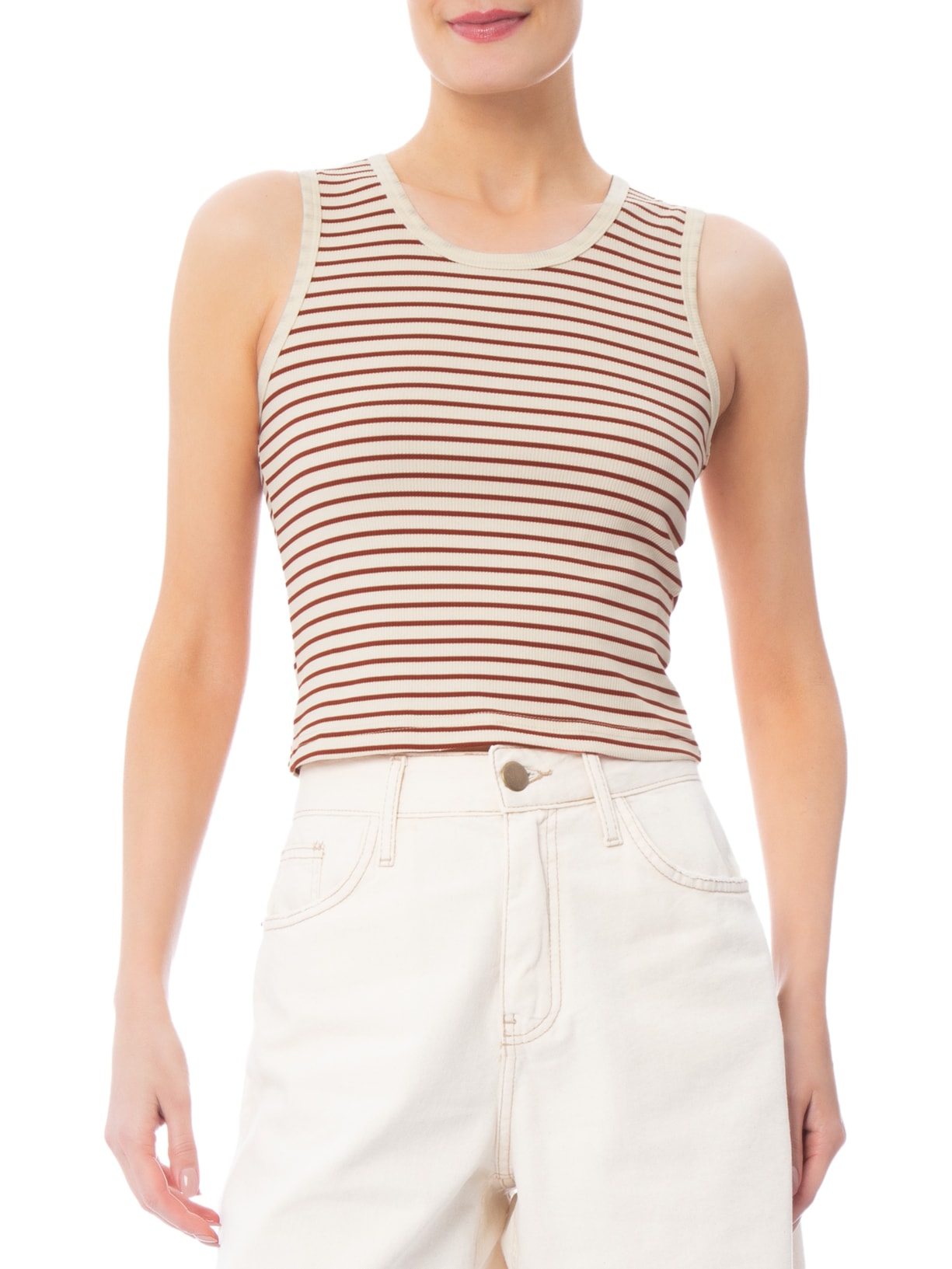 Blusa Feminina Regata Listrada Vermelho Basiq