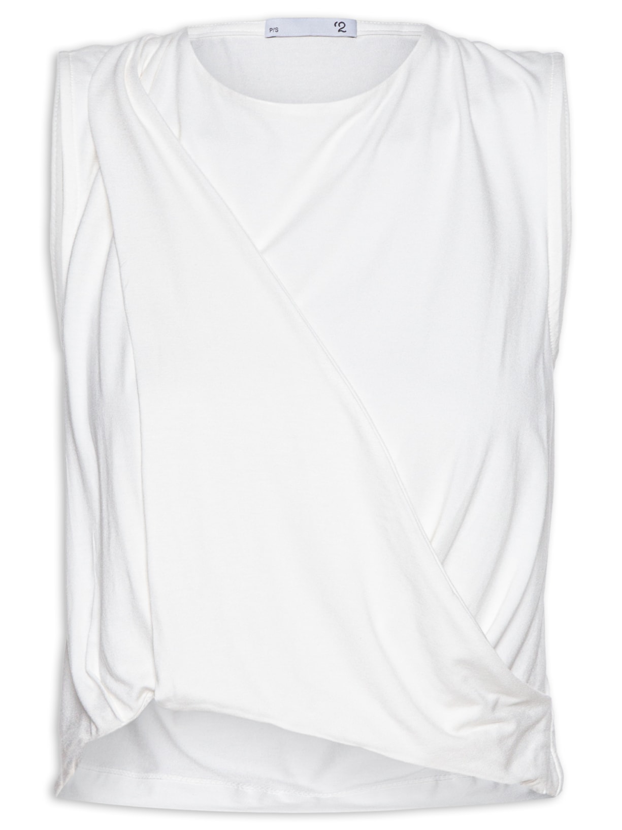 Blusa Feminina Regata Malha Drapeada - Off White