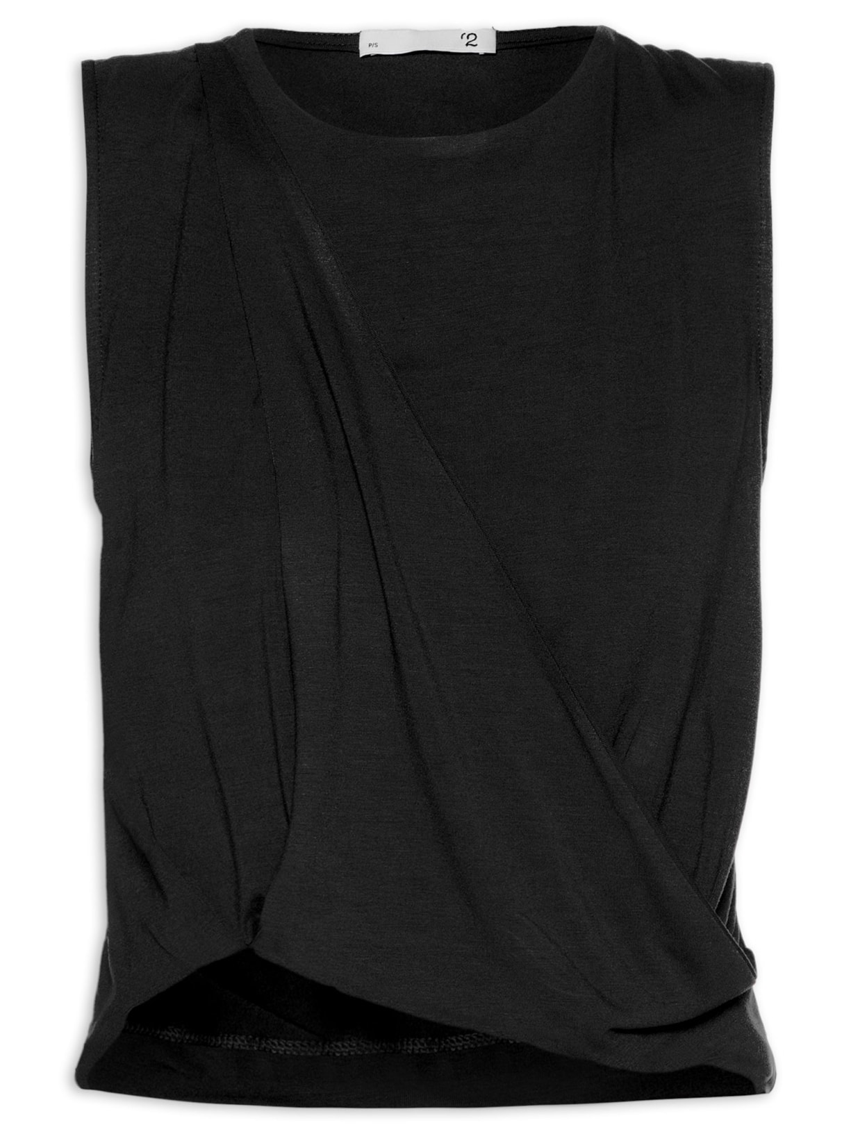 Blusa Feminina Regata Malha Drapeada - Preto