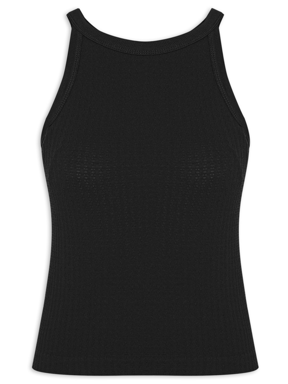 Blusa Feminina Regata Sem Costura Preto Basiq